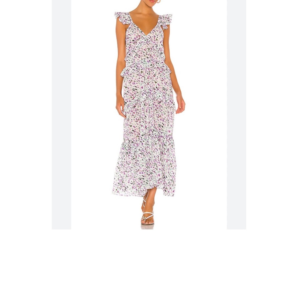 Misa Los Angeles Purple Maxi Sundress with Flutter Sleeves